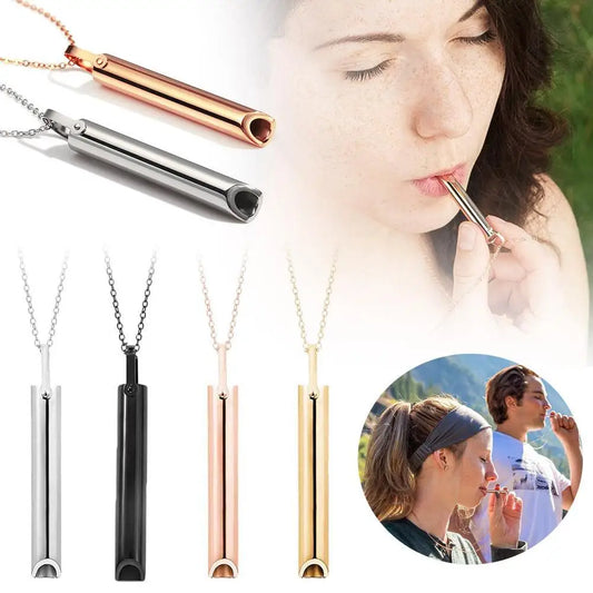Stainless Steel Mindfulness Breathing Necklace – Anxiety & Stress Relief Pendant for Men & Women